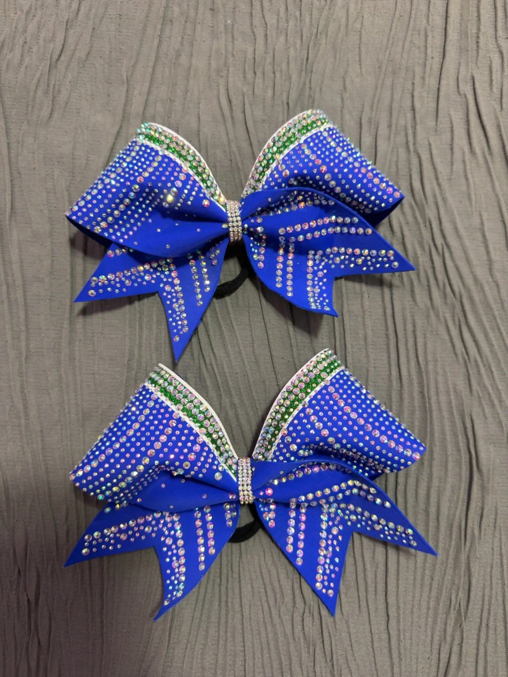 Rhinestone Embellished Royal Blue Cheer Hair Bow